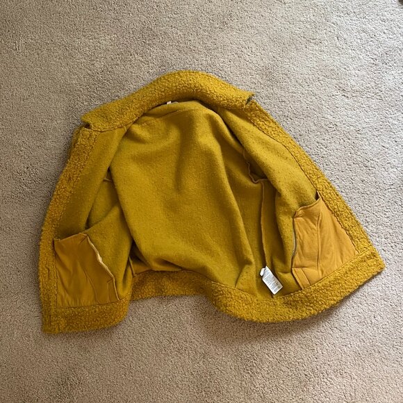 *Madewell* Mustard Yellow Bouclé Bomber | Yellow Teddy Jacket | XXS | Oversized - Picture 6 of 15